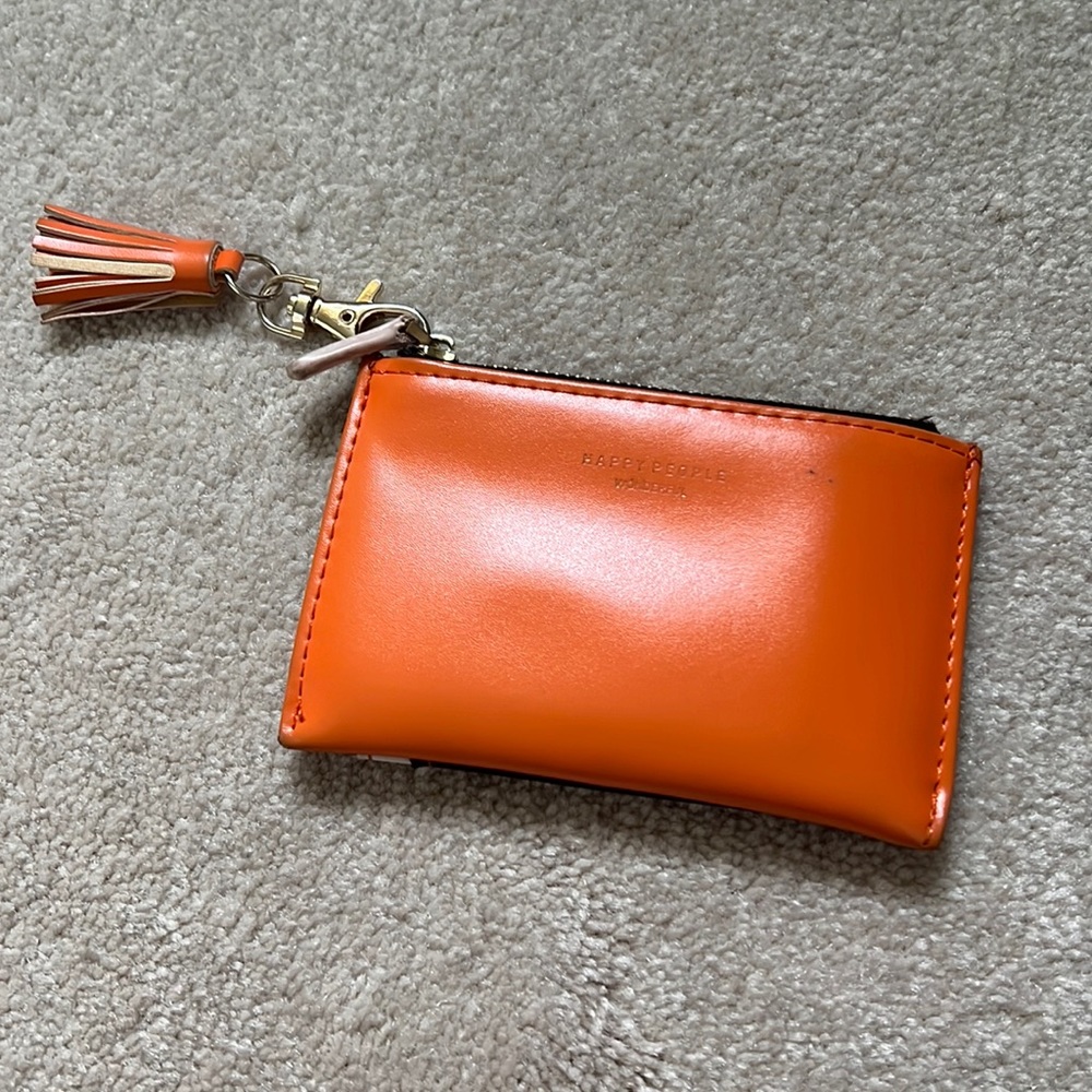 Fall Color Block Card Holder Zipper Wallet